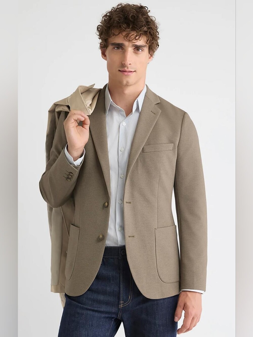 RW&CO. Slim Fit Knit Blazer - Taupe SIZE 46